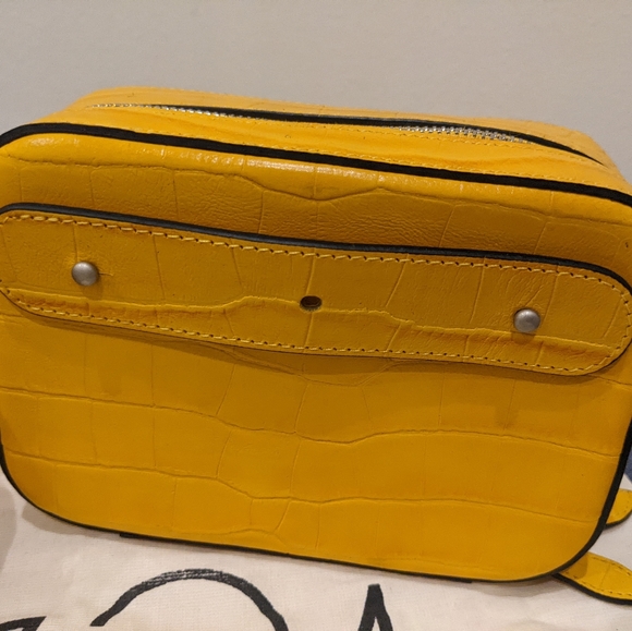 324 New York Yellow Croc Embossed Leather Belt Bag - Picture 8 of 9